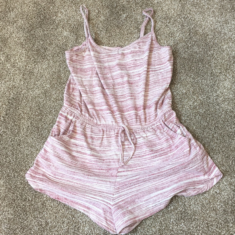 Maroon and white romper